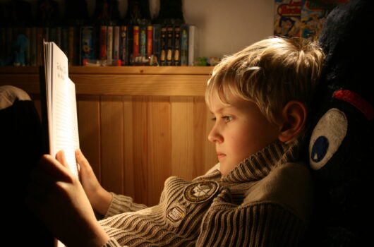 Ein Junge liest ein Buch