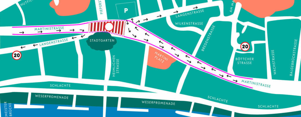 Martinistraße – Karte der Straßensperrung