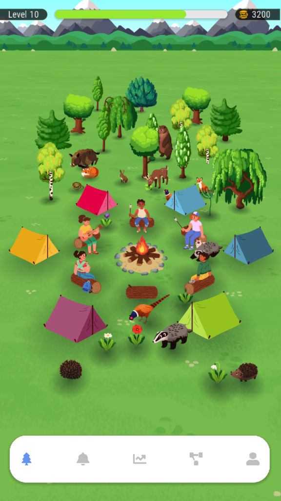 Climactivity Screenshot der App mit dem virtuellen Wald