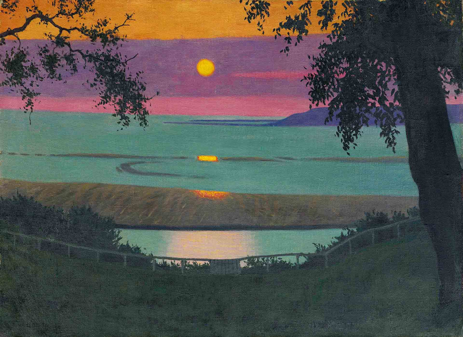 Kunsthalle – Ausstellung „Sunset“: „Sonnenuntergang in Grâce, orangefarbener und violetter Himmel“ von Félix Vallotton