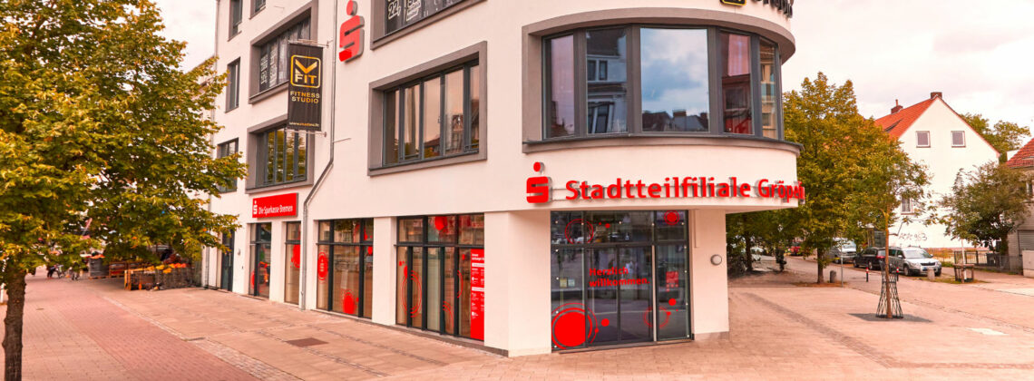 Außenansicht der Stadtteilfiliale in Gröpelingen der Sparkasse Bremen