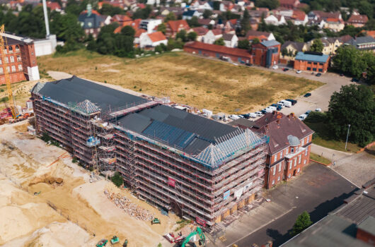 Luftaufnahme des Umbaus der Bremer Wollkämmerei zum Berufsschulcampus Bremen