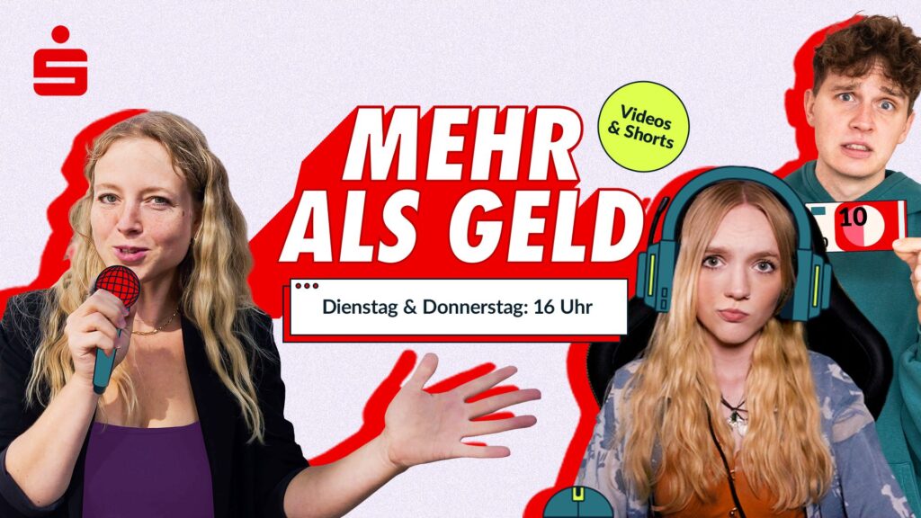 Finfluencer: Das Keyvisual zum Youtube-Kanal "Mehr als Geld" der Sparkasse