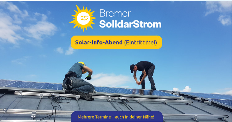 Zwei Männer auf einem Dach, die Solarplatten anbauen.