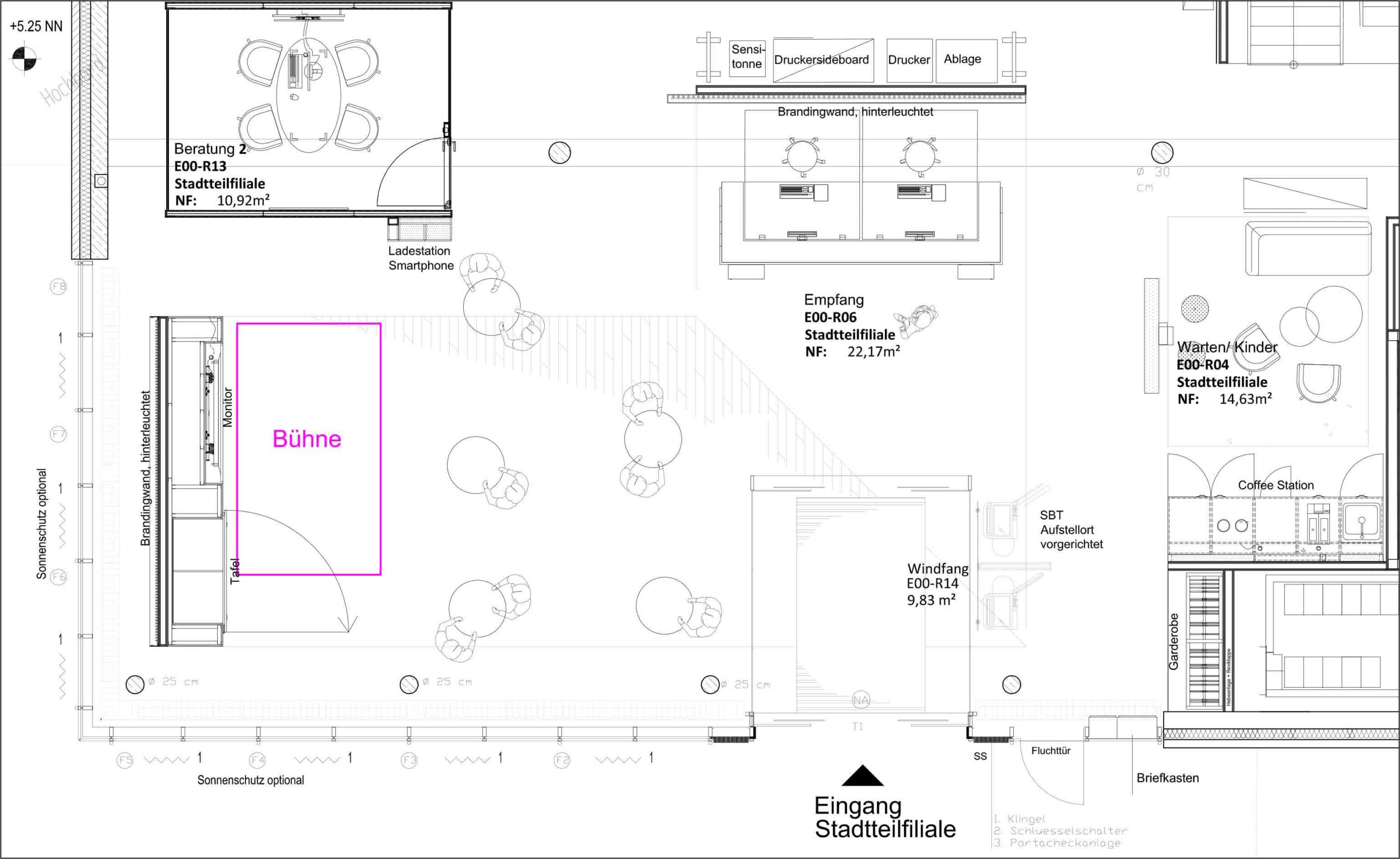 Stadtteilfiliale Huchting – Grundriss Meetings und Sitzungen