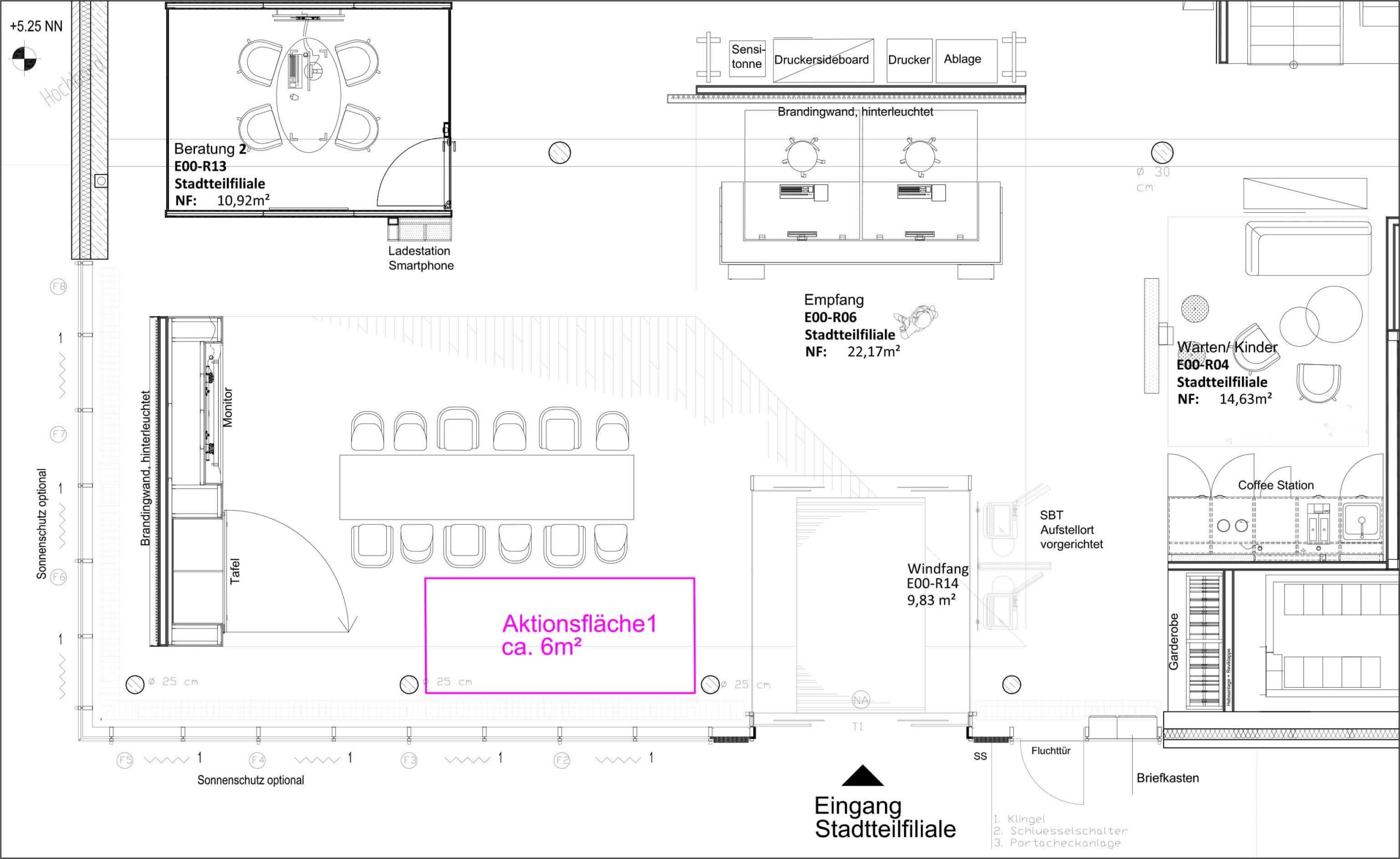 Stadtteilfiliale Huchting – Grundriss Showrooms und Pop-up-Stores