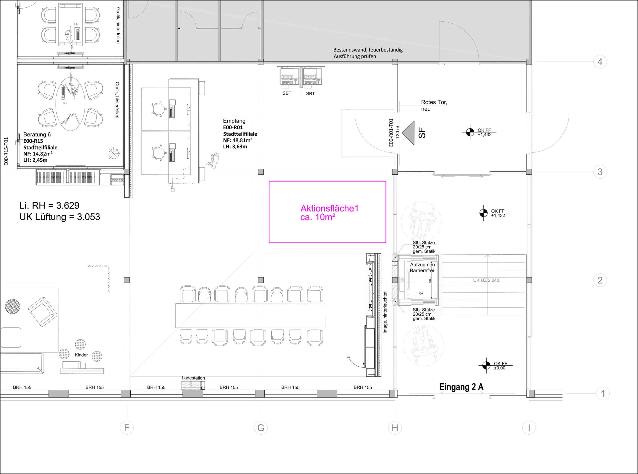 Stadtteilfiliale Findorff – Grundriss Showrooms und Pop-up-Stores