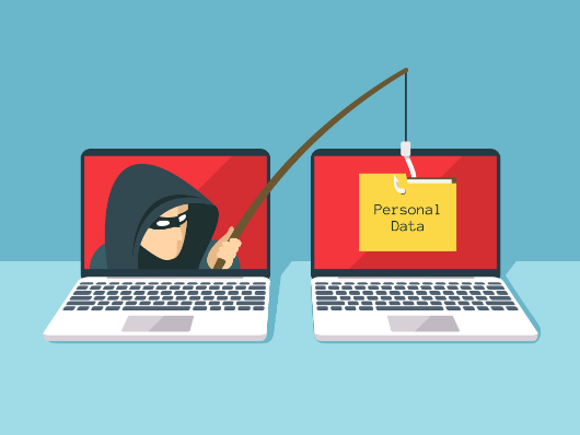 Zwei Laptops mit einen Dieb, der Daten klauen möchte
