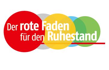 Viele Bunte Kreise mit dem Spruch enthalten: Der rote Faden für den Ruhestand.