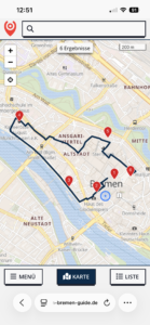 Moin & Mahlzeit Audiowalk: Stadtplan mit Route
